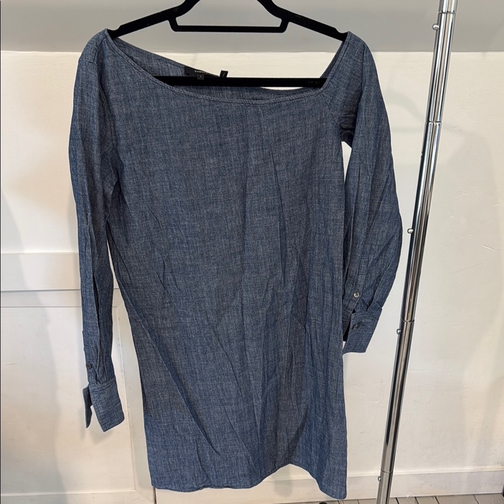 Theory Chambray Off-Shoulder Dress